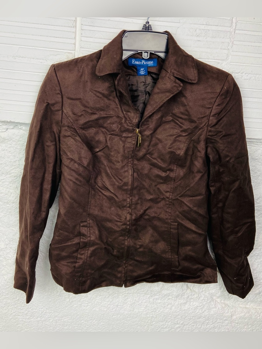 Evan Picone Women's Dark Brown lightweight Zip Jacket Size 4P - Picture 4 of 10